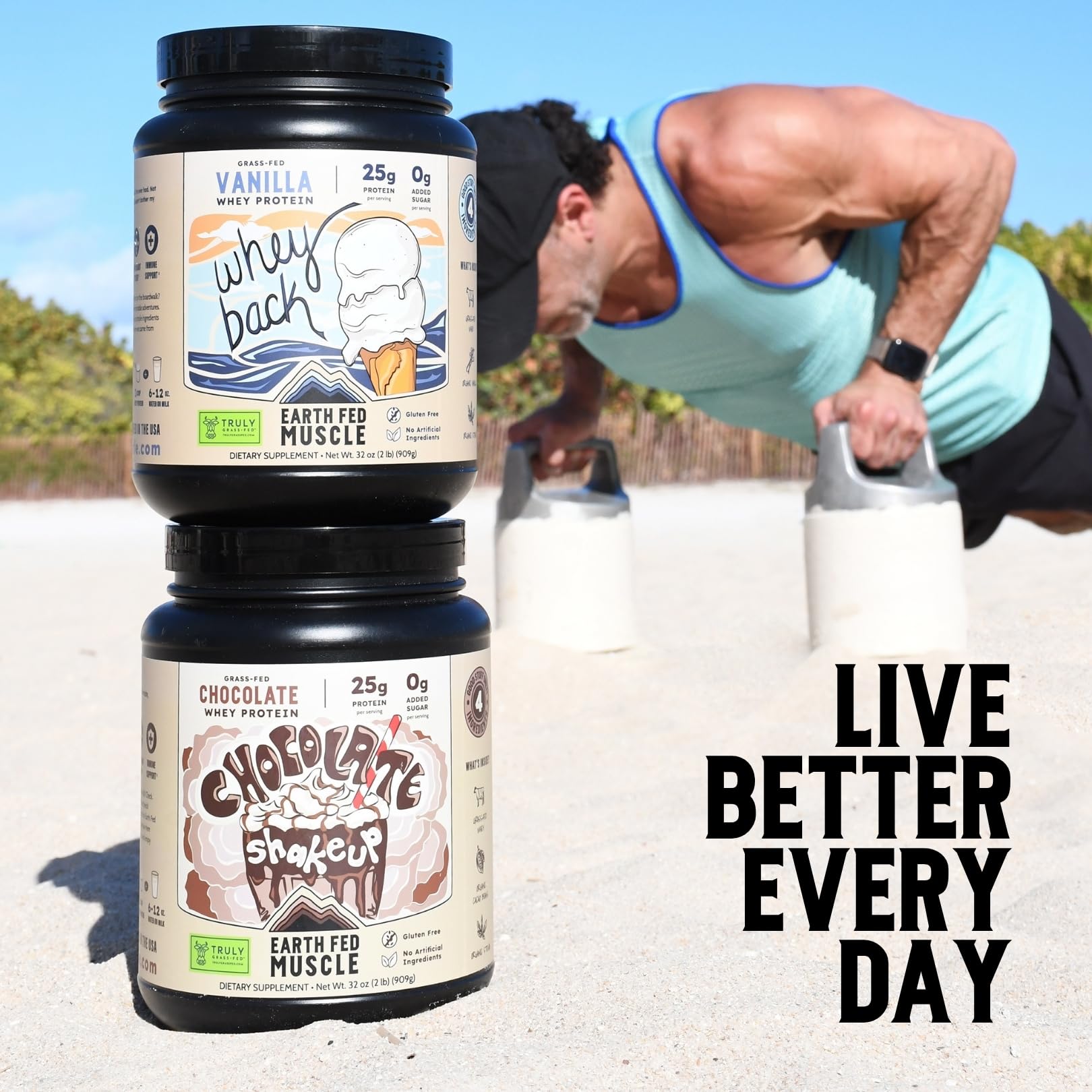 Earth Fed Muscle Whey Back Irish Grass Fed Whey Protein Isolate, Third-Party Certified. 25g Protein, Vanilla - Non-GMO, Hormone Free, Soy Free, Gluten Free - 2 LB, 29 Servings - Maple Wellness Supplements
