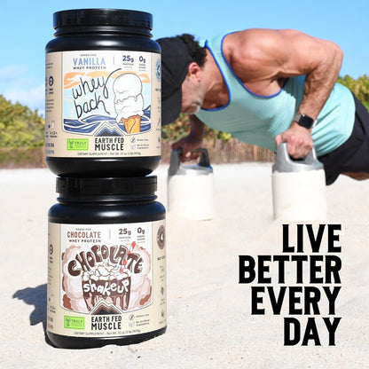 Earth Fed Muscle Whey Back Irish Grass Fed Whey Protein Isolate, Third-Party Certified. 25g Protein, Vanilla - Non-GMO, Hormone Free, Soy Free, Gluten Free - 2 LB, 29 Servings - Maple Wellness Supplements