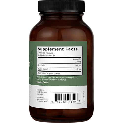 Earth Harmony Myo-Inositol & D-Chiro Inositol Supplement for Women, Ovarian & Hormone Balance for Women - Supports Normal Cycles, Fertility Supplement (120 Capsules) - Maple Wellness Supplements