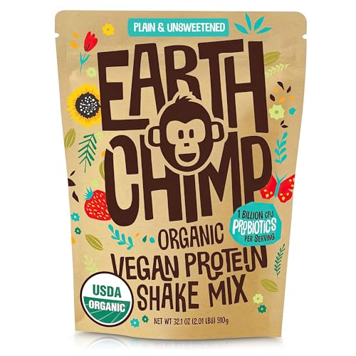 EarthChimp Organic Vegan Protein Powder - with Probiotics - Non GMO, Dairy Free - Maple Wellness Supplements