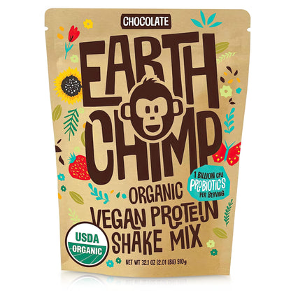 EarthChimp Organic Vegan Protein Powder - with Probiotics - Non GMO, Dairy Free - Maple Wellness Supplements