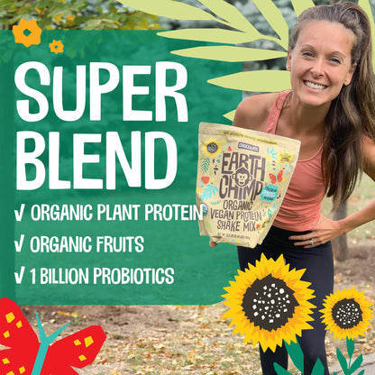 EarthChimp Organic Vegan Protein Powder - with Probiotics - Non GMO, Dairy Free - Maple Wellness Supplements