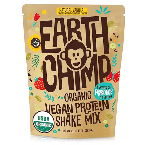 EarthChimp Organic Vegan Protein Powder - with Probiotics - Non GMO, Dairy Free - Maple Wellness Supplements