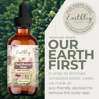 Earthley Wellness Feel Better Fast, All-Natural Relief for Minor Ailments, Organic Herbal Formula, Supports Immune & Digestive Health, Echinacea Root and More - Maple Wellness Supplements