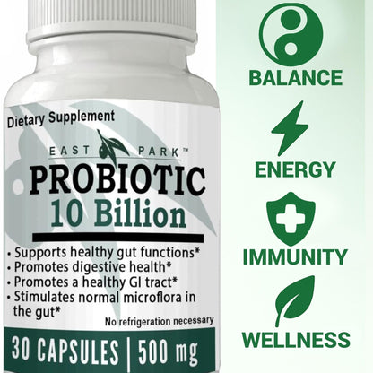 East Park Research d-Lenolate Probiotic Supplement | Probiotic 10 Billion CFUs Supports Gut & Digestive Health | Dietary Supplement Probiotics - Maple Wellness Supplements