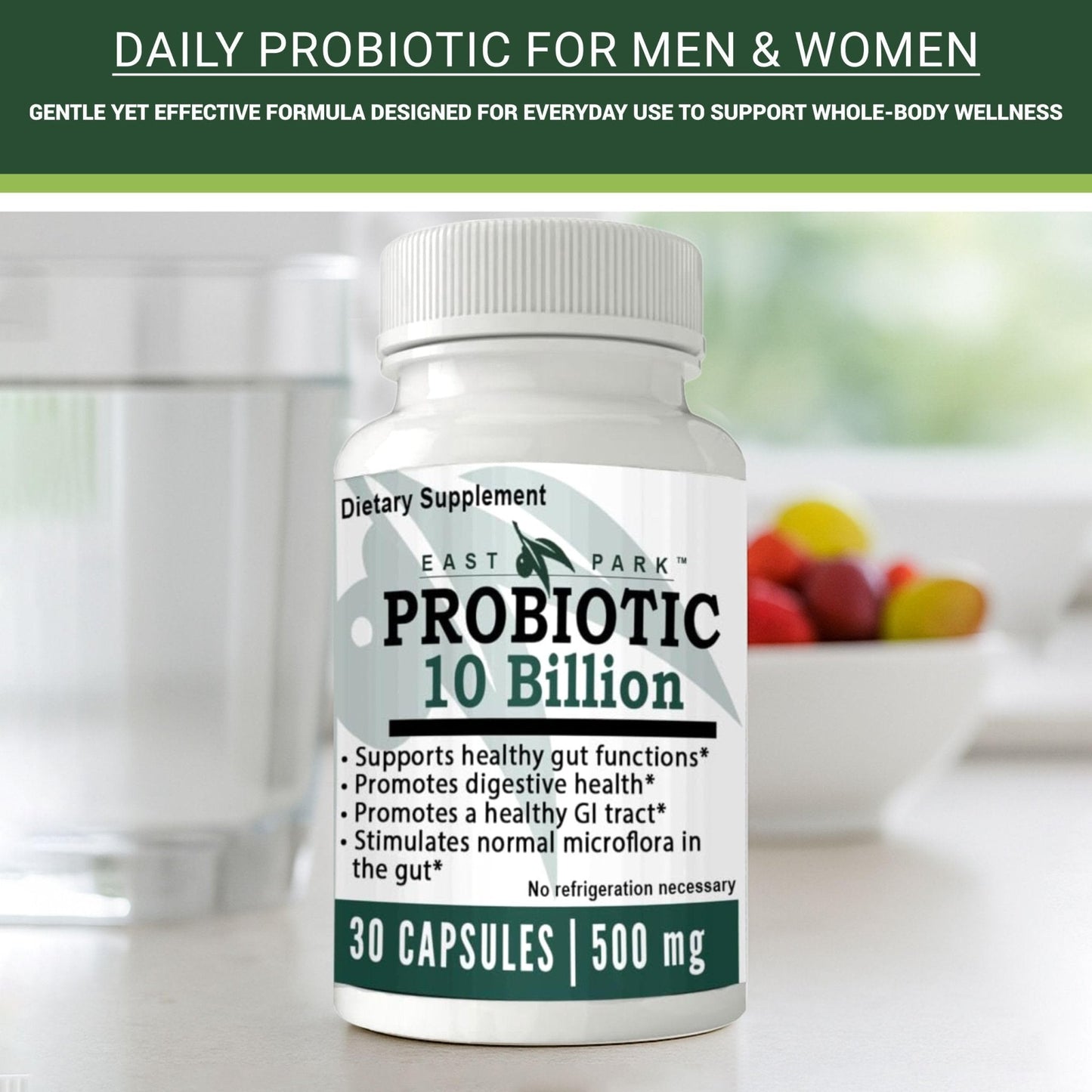 East Park Research d-Lenolate Probiotic Supplement | Probiotic 10 Billion CFUs Supports Gut & Digestive Health | Dietary Supplement Probiotics - Maple Wellness Supplements