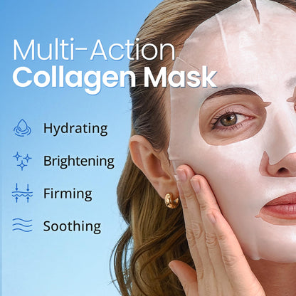 Ebanel 10 Pack Collagen Face Mask with Hyaluronic Acid, Vitamin C, Peptide, Aloe, Instant Brightening Hydrating Face Masks Skincare Korean Sheet Mask, Skin Firming, Lifting Anti Aging Facial Masks - Maple Wellness Supplements