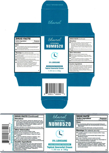Ebanel 5% Lidocaine Numbing Cream, 2-Pack Pain Relief Burn Itch Numb Cream, Maximum Strength Topical Anesthetic with Allantoin, Vitamin E for Local and Anorectal Uses, Hemorrhoid Treatment - Maple Wellness Supplements