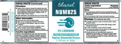 Ebanel 5% Lidocaine Numbing Cream, Pain Relief Burn Itch Numb Cream, Maximum Strength Numb25 Topical Anesthetic with Allantoin, Vitamin E for Local and Anorectal Uses, Hemorrhoid Treatment, 1.35 Oz - Maple Wellness Supplements