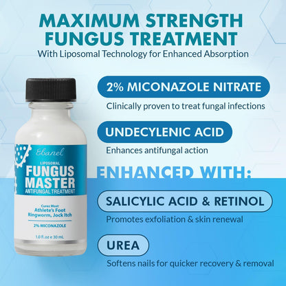Ebanel Antifungal Cream Miconazole Athletes Foot Treatment, Cures Fungal Infection Leading to Nail Fungus, Jock Itch Cream with Undecylenic Acid, Tea Tree & Manuka Oil, Fast Itch Relief for Ringworm - Maple Wellness Supplements