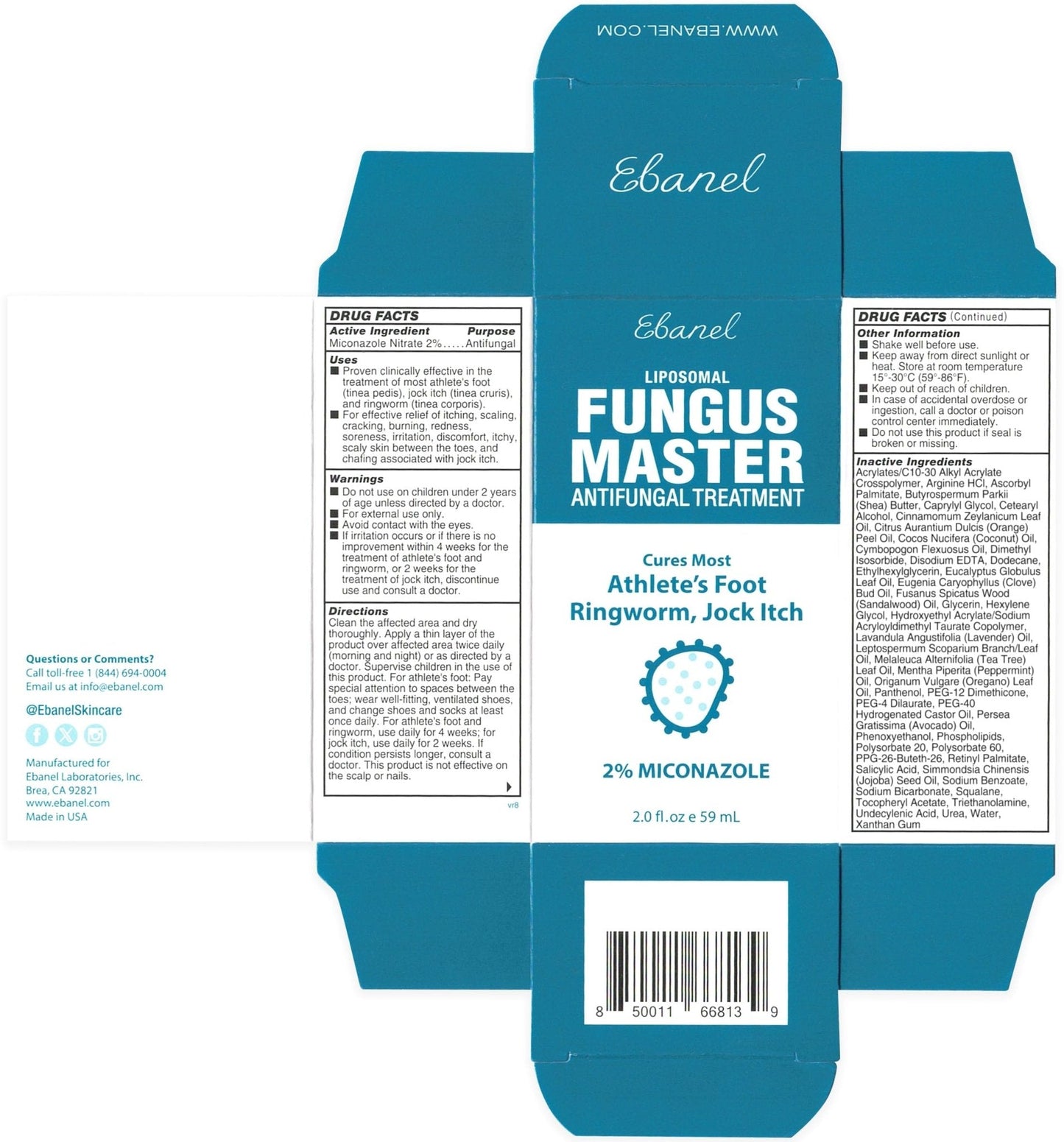 Ebanel Antifungal Cream Miconazole Athletes Foot Treatment, Cures Fungal Infection Leading to Nail Fungus, Jock Itch Cream with Undecylenic Acid, Tea Tree & Manuka Oil, Fast Itch Relief for Ringworm - Maple Wellness Supplements