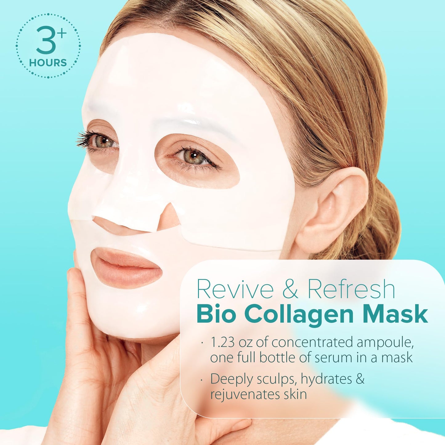 Ebanel Bio Collagen Face Mask, 4-Pack Hydrating Face Masks with 7 Peptides, Hyaluronic Acid, Niacinamide, Centella, Rose Water, Ceramide, and B5, Glass Skin Tightening and Lifting Korean Sheet Masks - Maple Wellness Supplements