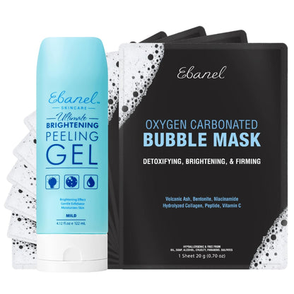 Ebanel Bundle of 10 Pack Bubble Clay Masks, and Exfoliating Face Scrub Peeling Gel Mild 4.12 Oz - Maple Wellness Supplements