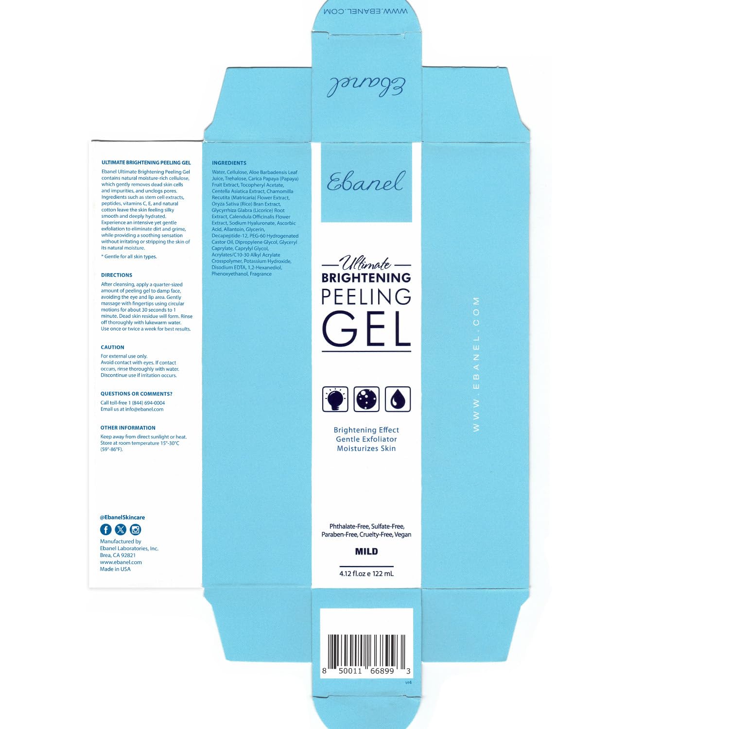 Ebanel Bundle of 2.5% Retinol Serum, Hyaluronic Acid Serum, and Exfoliating Face Scrub Peeling Gel 4.12 Oz - Maple Wellness Supplements