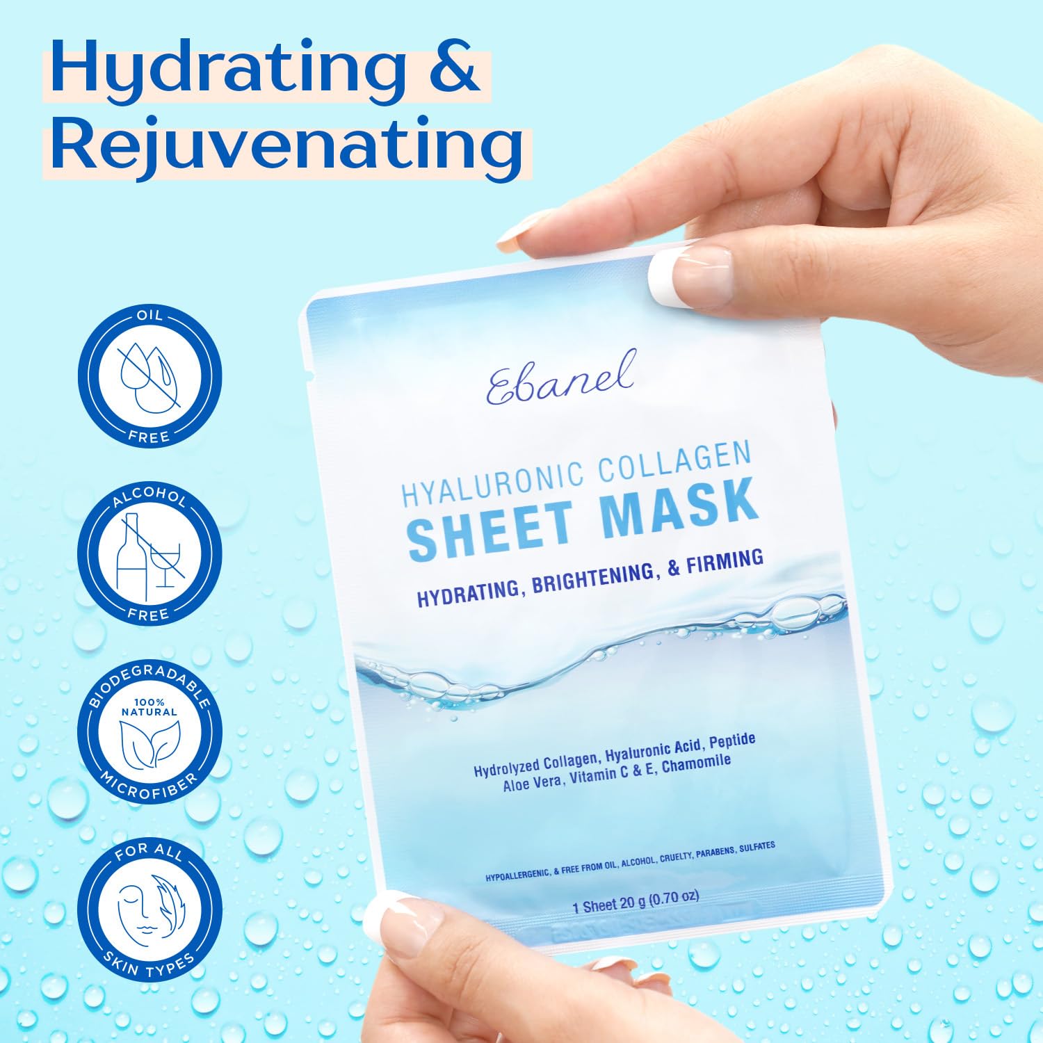 Ebanel Bundle of 40-Pack Collagen Face Mask and 8-Pack Collagen Peptide Infusion Mask - Maple Wellness Supplements