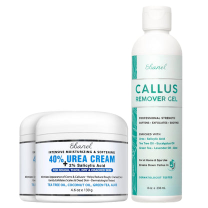 Ebanel Bundle of 40% Urea Cream 2-Pack and Callus Remover Gel - Maple Wellness Supplements