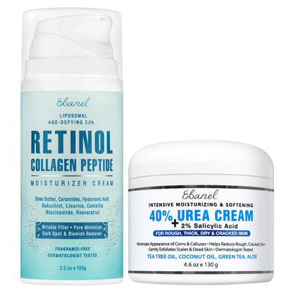 Ebanel Bundle of 40% Urea Cream 4.6 Oz, and 2.5% Retinol Moisturizer - Maple Wellness Supplements