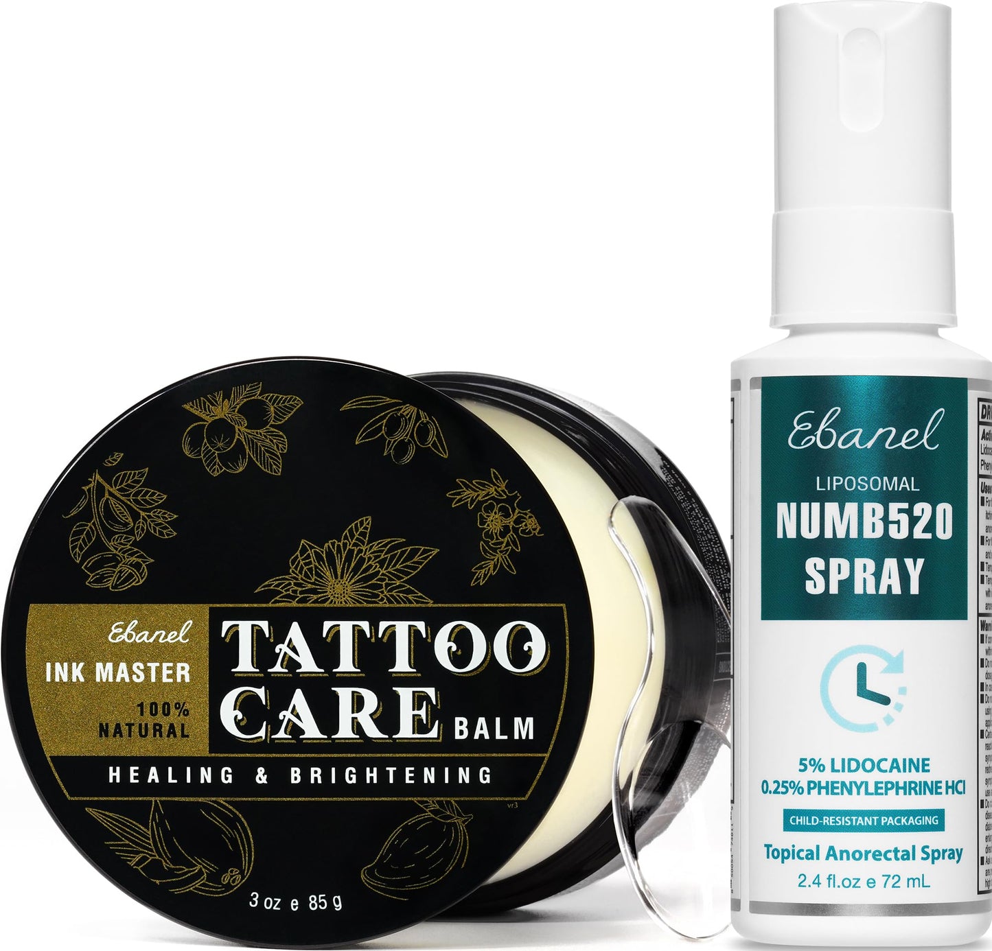 Ebanel Bundle of 5% Lidocaine Numbing Spray and Tattoo Aftercare Healing Balm - Maple Wellness Supplements