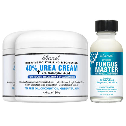 Ebanel Bundle of Fungus Treatment 1 Oz, and 2 Pack 40% Urea Cream 4.6 Oz - Maple Wellness Supplements