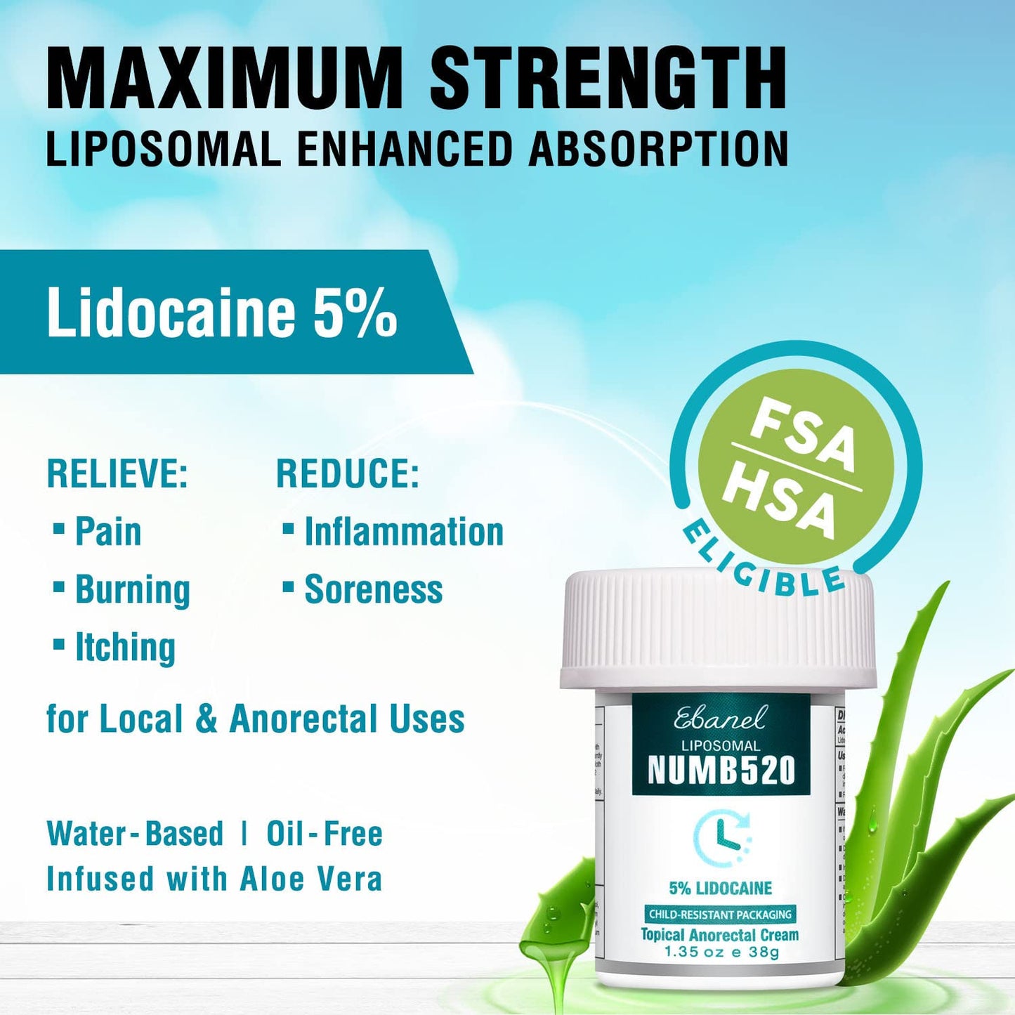 Ebanel Bundle of Fungus Treatment 1 Oz, and Lidocaine Numbing Cream - Maple Wellness Supplements