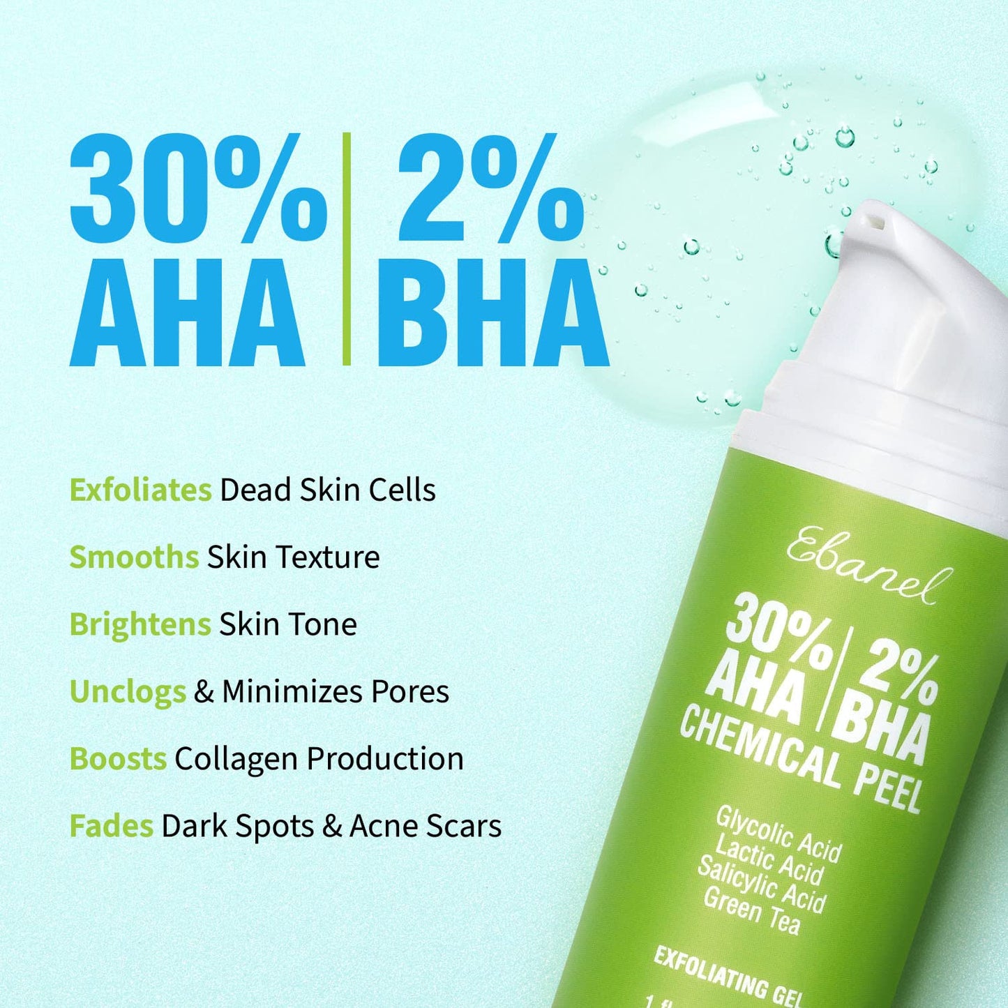 Ebanel Bundle of Gentle Exfoliating Face Scrub Peeling Gel and 30% AHA 2% BHA Chemical Peel Exfoliant Gel - Maple Wellness Supplements