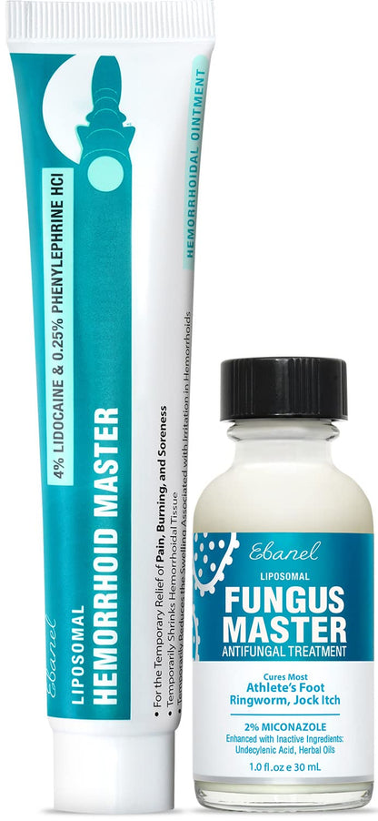 Ebanel Bundle of Hemorrhoid Master, and Foot Fungus Treatment 1 Oz - Maple Wellness Supplements