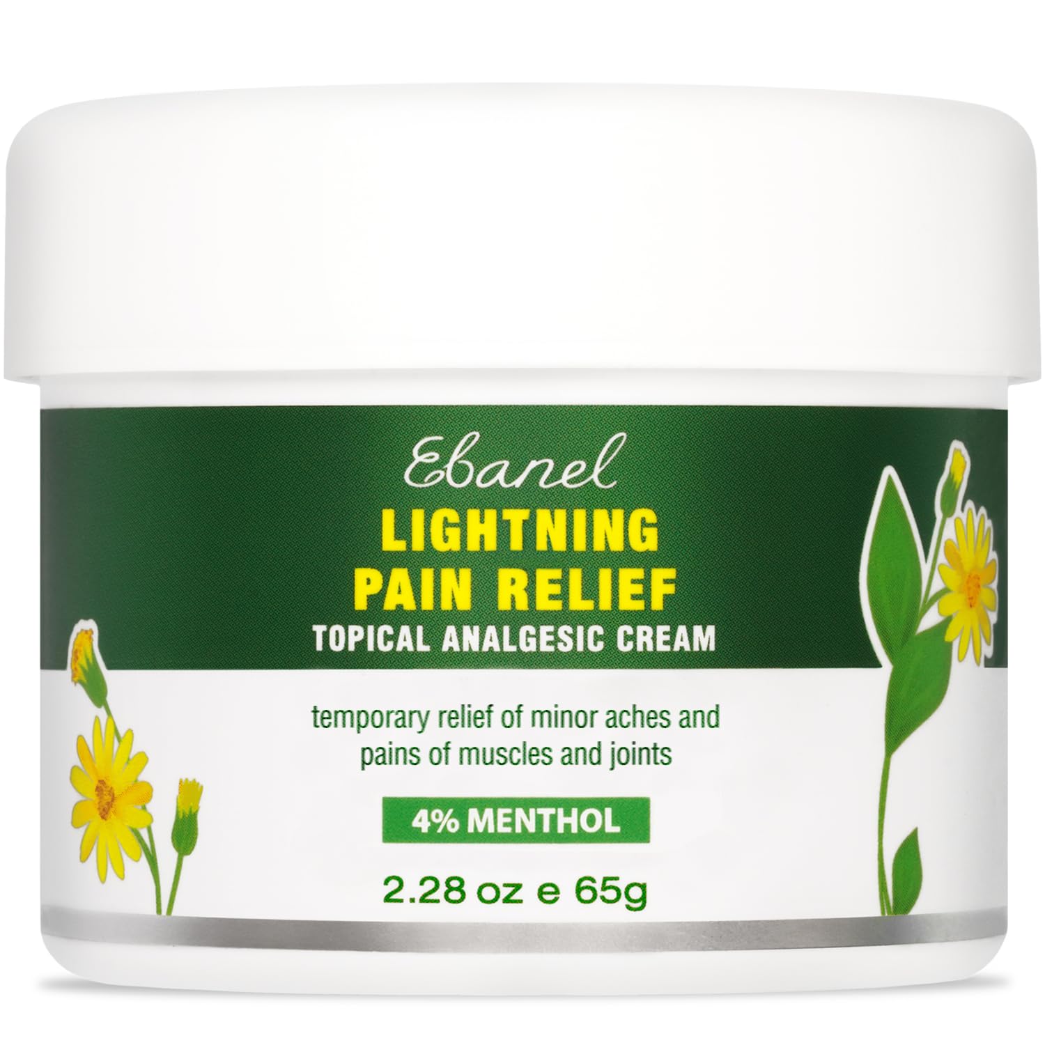 Ebanel Pain Relief Cream for Arthritis, Back, Joint, Foot, Neck, Strains & Sprains with Menthol, Camphor, Arnica, Emu Oil, MSM, Boswellia, Soothing Muscle Pain Relief Cream - Maple Wellness Supplements