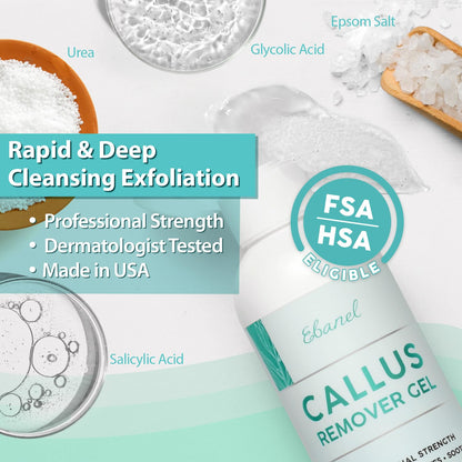 Ebanel Set of Professional Callus Remover for Feet, and Urea Cream 40% Plus Salicylic Acid 2%, Heel Foot Callus Remover Gel Exfoliator Dead Skin Cuticle Removal Toenail Softener Keratolytic Pedicure - Maple Wellness Supplements