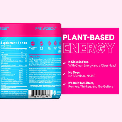EBOOST POW Natural Pre Workout Powder – 20 Servings - Blue Raspberry - A PreWorkout Supplement for Performance, Joint Mobility Support, Energy - Men and Women - Maple Wellness Supplements