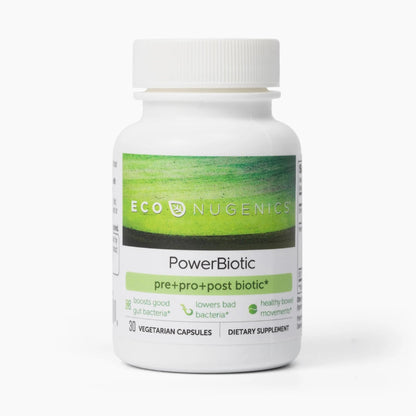 EcoNugenics PowerBiotic: Prebiotic, Probiotic & Postbiotic for Men & Women – 30 Capsules (1 Daily) – Supports Digestive Health, Gut Cleanse, Constipation Relief, Immune Function - Maple Wellness Supplements