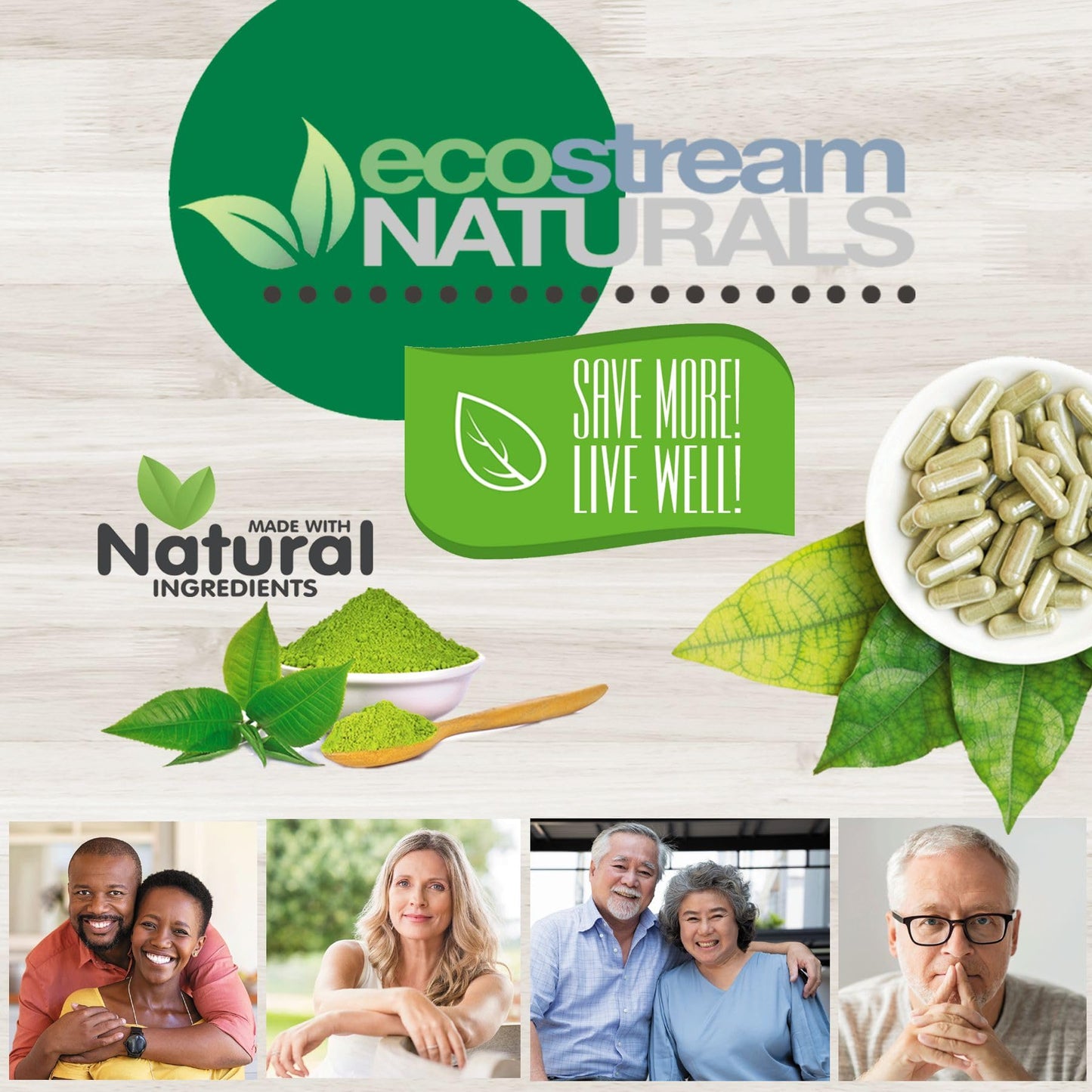 ecostream Naturals Vital First Daily Greens Superfood Powder 50 Whole Super Foods with Spirulina, Chlorella, Flax Seed, Fiber and Enzymes with Organic Greens - 30 Servings - Maple Wellness Supplements