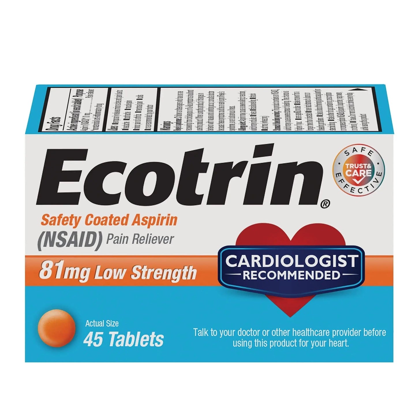 ECOTRIN ADULT LOW DOSE 81MG (45 tablets) - Maple Wellness Supplements