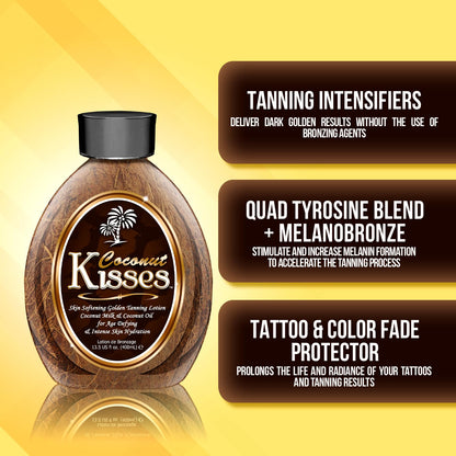 Ed Hardy Coconut Kisses Golden Tanning Lotion Cruelty Free, Gluten Free, Mineral Oil Free, DHA Free for All skin type, 13.5oz - Maple Wellness Supplements