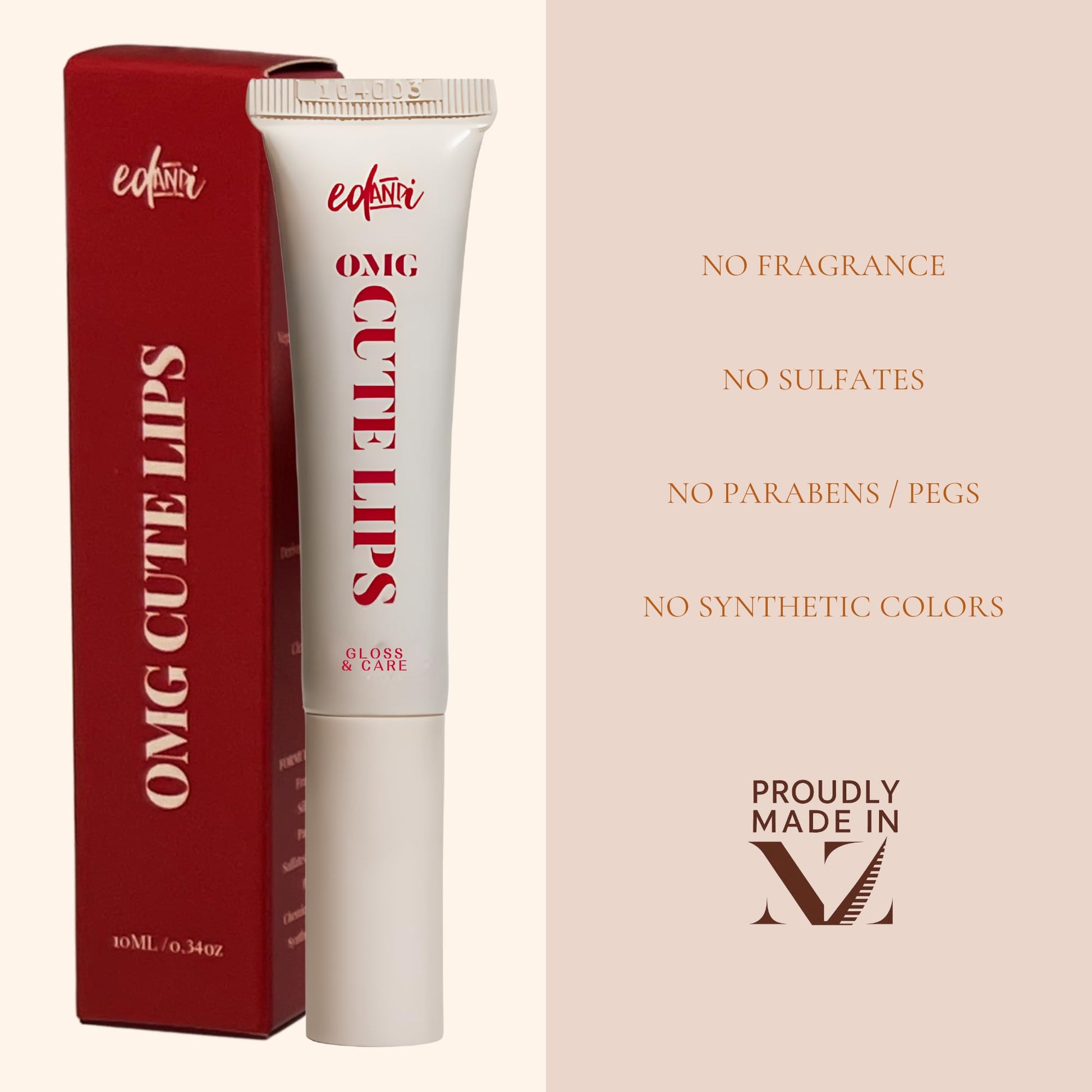 edandi ed&i OMG Cute Lips – Lip Gloss for Women with Shea Butter for Hydration, Light Shimmer, Lip Tinted High Shine Finish, Long Lasting Lip Gloss in Red Vanilla Frosting, Lightweight & Non-sticky - Maple Wellness Supplements