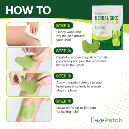 EezePatch® Herbal Knee Relief Patches (10 Count) – Natural Joint Support for Knee Discomfort, Mobility & Flexibility – Herbal Extracts for Soothing Relief – Easy-to-Apply Patches - Maple Wellness Supplements