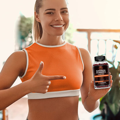 Effective Nutra Saffron Gummies for Adults 88.5mg - Mood Support & Stress Relief with GABA, Passion Flower - 5-in-1 Formula - Sugar-Free, Vegan, Non-GMO, Made in USA - 90 Count (45-Day Supply) - Maple Wellness Supplements