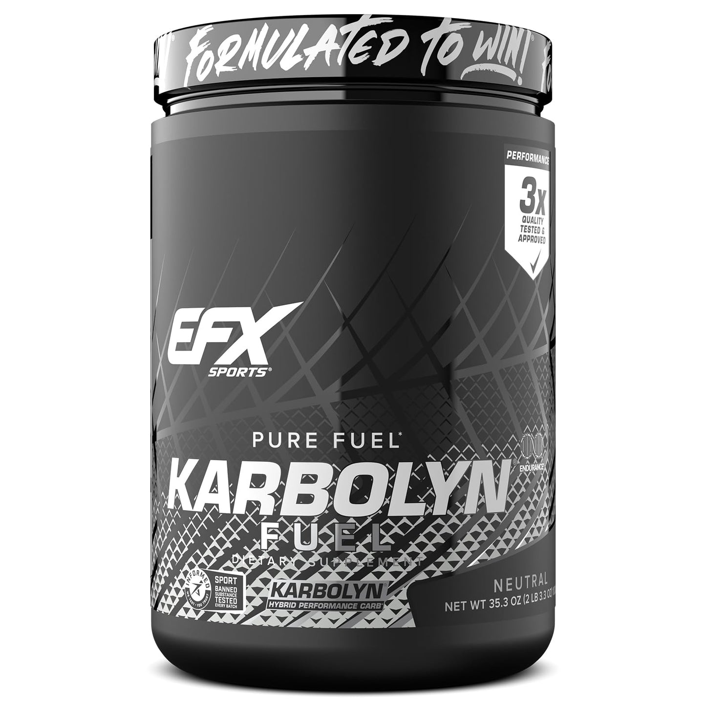 EFX Sports Karbolyn Fuel | Fast-Absorbing Carbohydrate Powder | Carb Load, Sustained Energy, Quick Recovery | Stimulant Free | 20 Servings (Neutral) - Maple Wellness Supplements