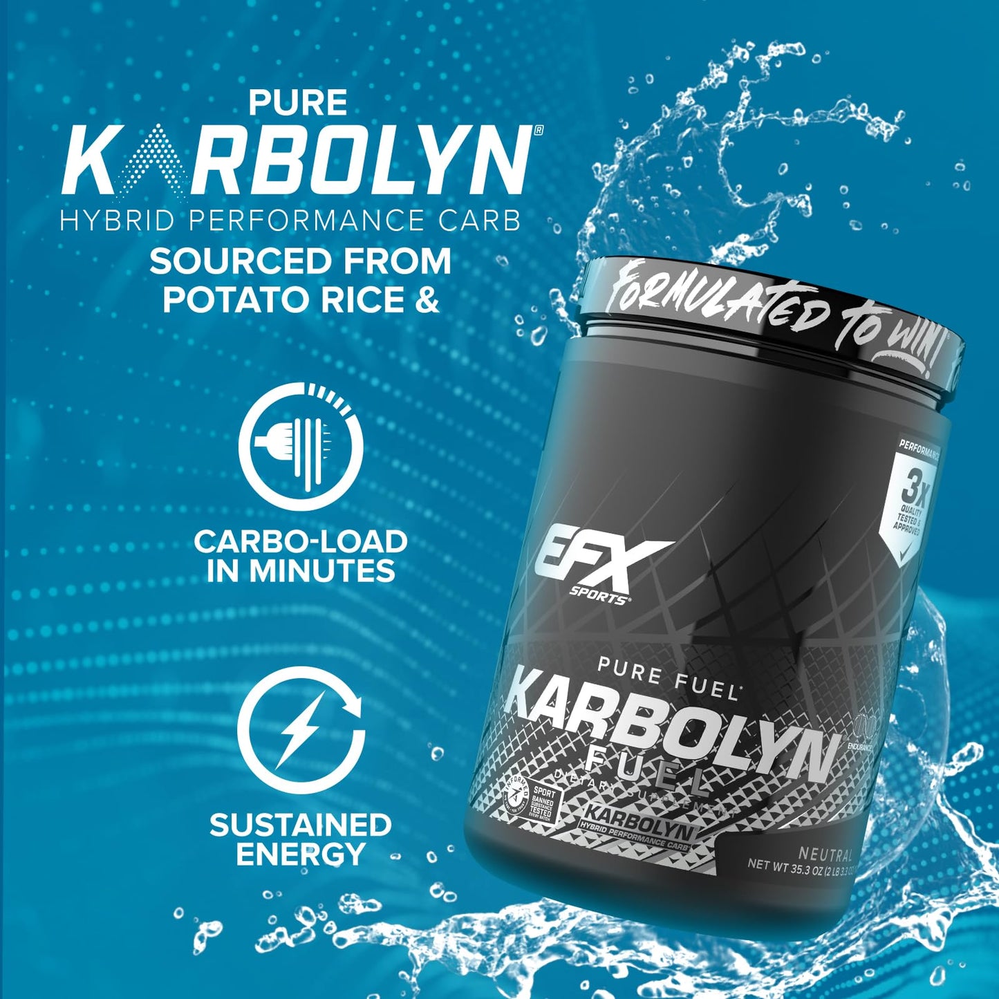 EFX Sports Karbolyn Fuel | Fast-Absorbing Carbohydrate Powder | Carb Load, Sustained Energy, Quick Recovery | Stimulant Free | 20 Servings (Neutral) - Maple Wellness Supplements