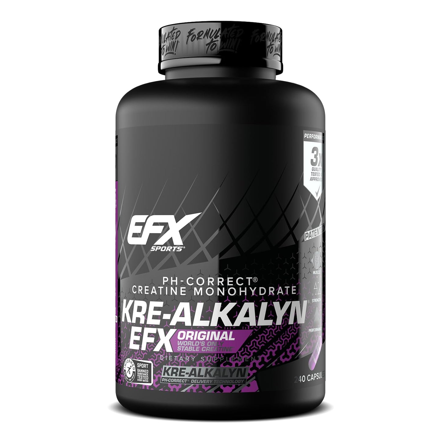 EFX Sports Kre-Alkalyn EFX | pH Correct Creatine Monohydrate Pill Supplement | Strength, Muscle Growth & Performance | 120 Servings, 240 Capsules - Maple Wellness Supplements