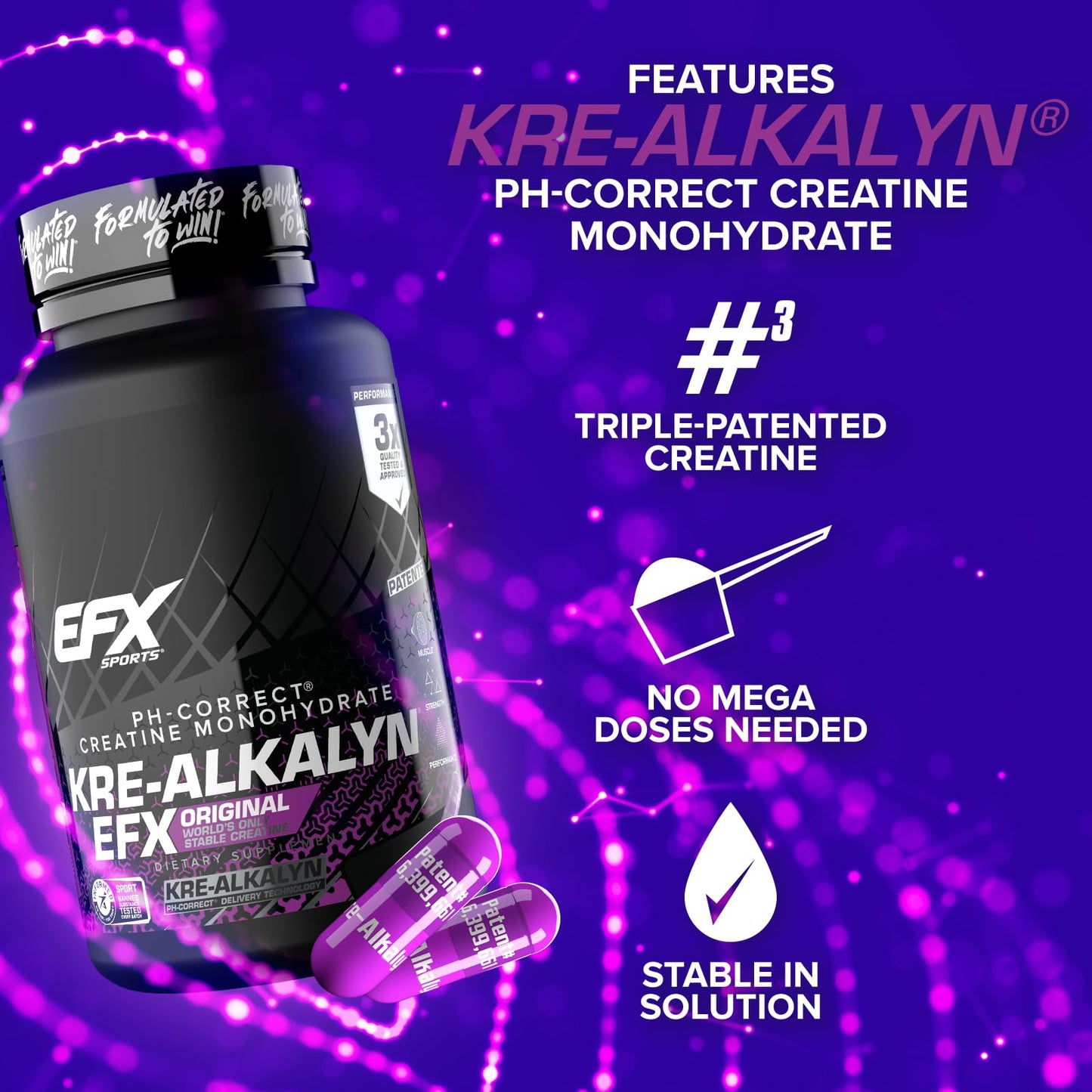 EFX Sports Kre-Alkalyn EFX | pH Correct Creatine Monohydrate Pill Supplement | Strength, Muscle Growth & Performance - Maple Wellness Supplements