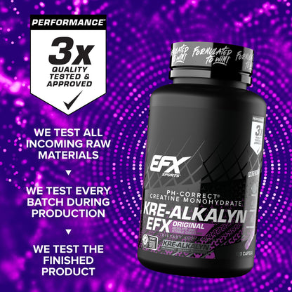 EFX Sports Kre-Alkalyn EFX | pH Correct Creatine Monohydrate Pill Supplement | Strength, Muscle Growth & Performance - Maple Wellness Supplements