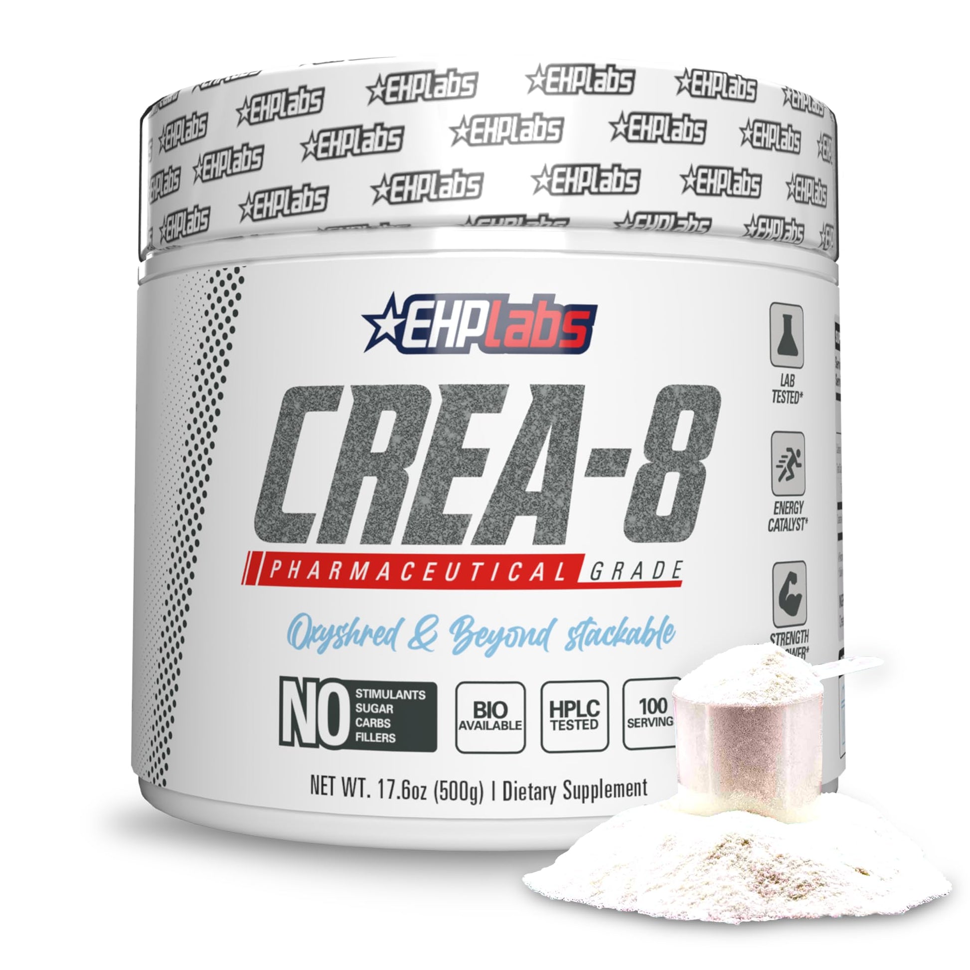 EHP Labs CREA-8 Micronized Creatine Monohydrate Powder - Unflavored Creatine Powder for Muscle Growth, Increased Strength, Enhanced Energy Output - Maple Wellness Supplements