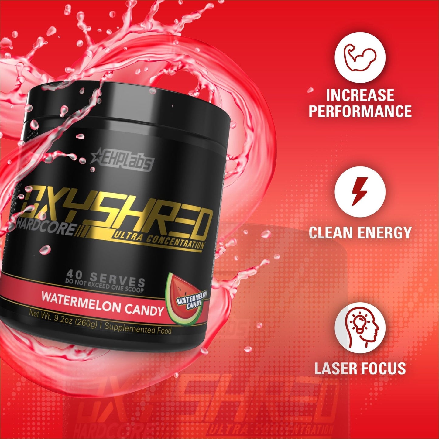 EHP Labs OxyShred Hardcore Super Dosed Pre Workout Powder - Preworkout Powder with L Glutamine & Acetyl L Carnitine, Energy Boost Drink - 275mg of Caffeine - Maple Wellness Supplements