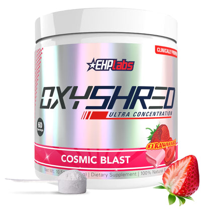 EHP Labs OxyShred Pre Workout Powder - Preworkout Powder with L Glutamine & Acetyl L Carnitine, Energy Boost Drink - Cosmic Blast, 60 Servings - Maple Wellness Supplements