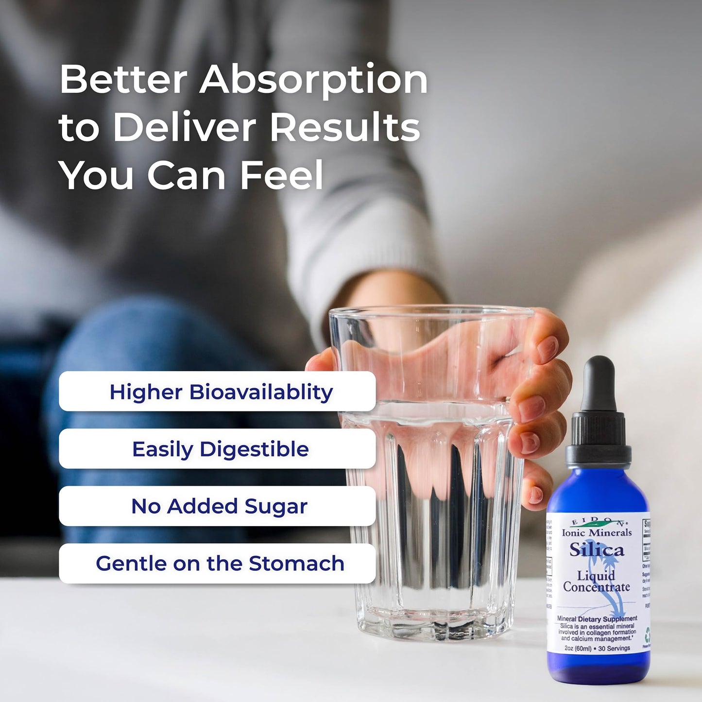 Eidon Liquid Silica Mineral Concentrate - Silica Supplement for Hair, Skin, and Nails, Supplement Drops to Support Collagen Production & Hair Loss - Maple Wellness Supplements