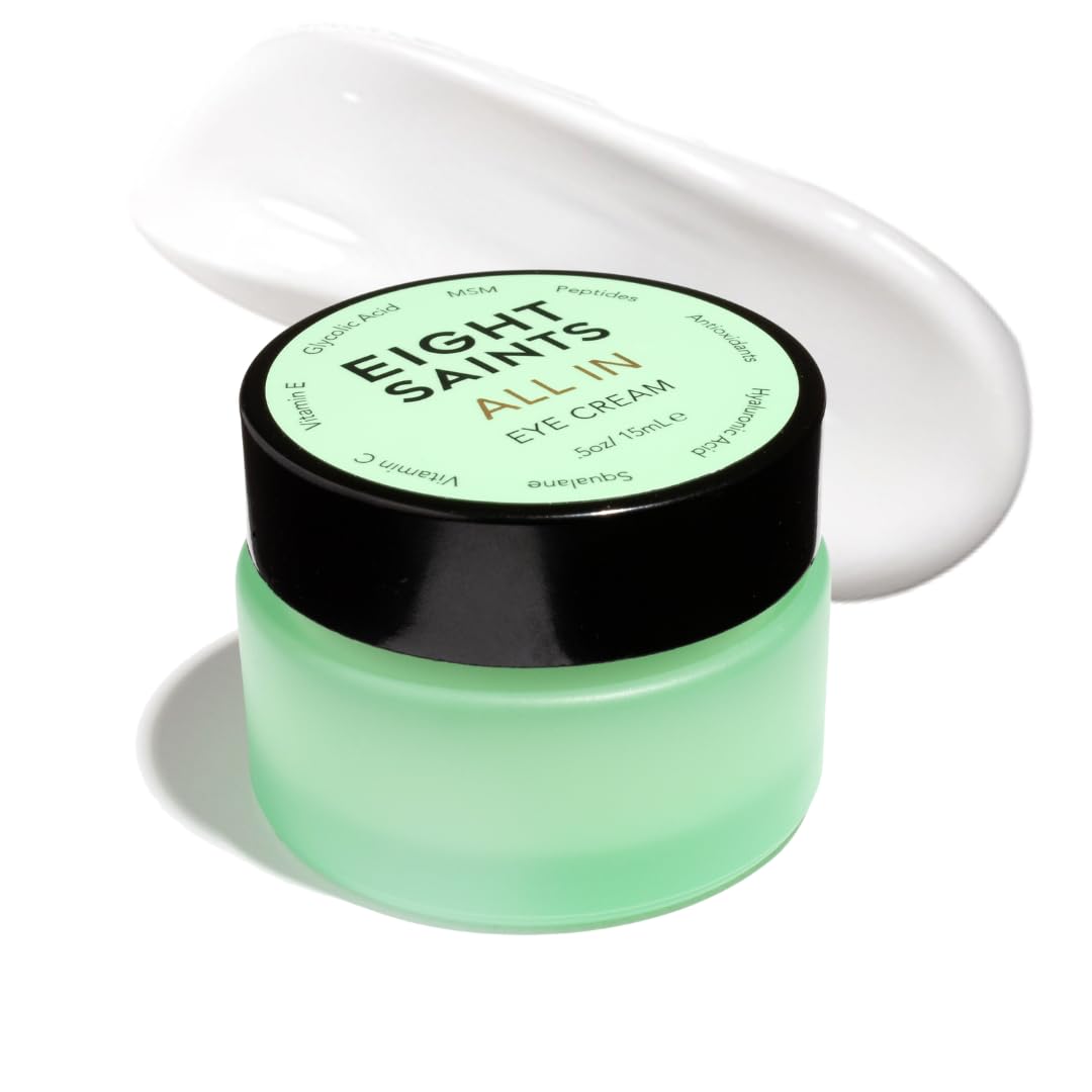 Eight Saints Skin Care All In Eye Cream, Anti Aging Eye Cream to Reduce Puffiness, Wrinkles, & Eye Bags, Dark Circles Eye Treatment, with Hyaluronic Acid, Vitamin C, & Peptides, 0.5 Ounces - Maple Wellness Supplements