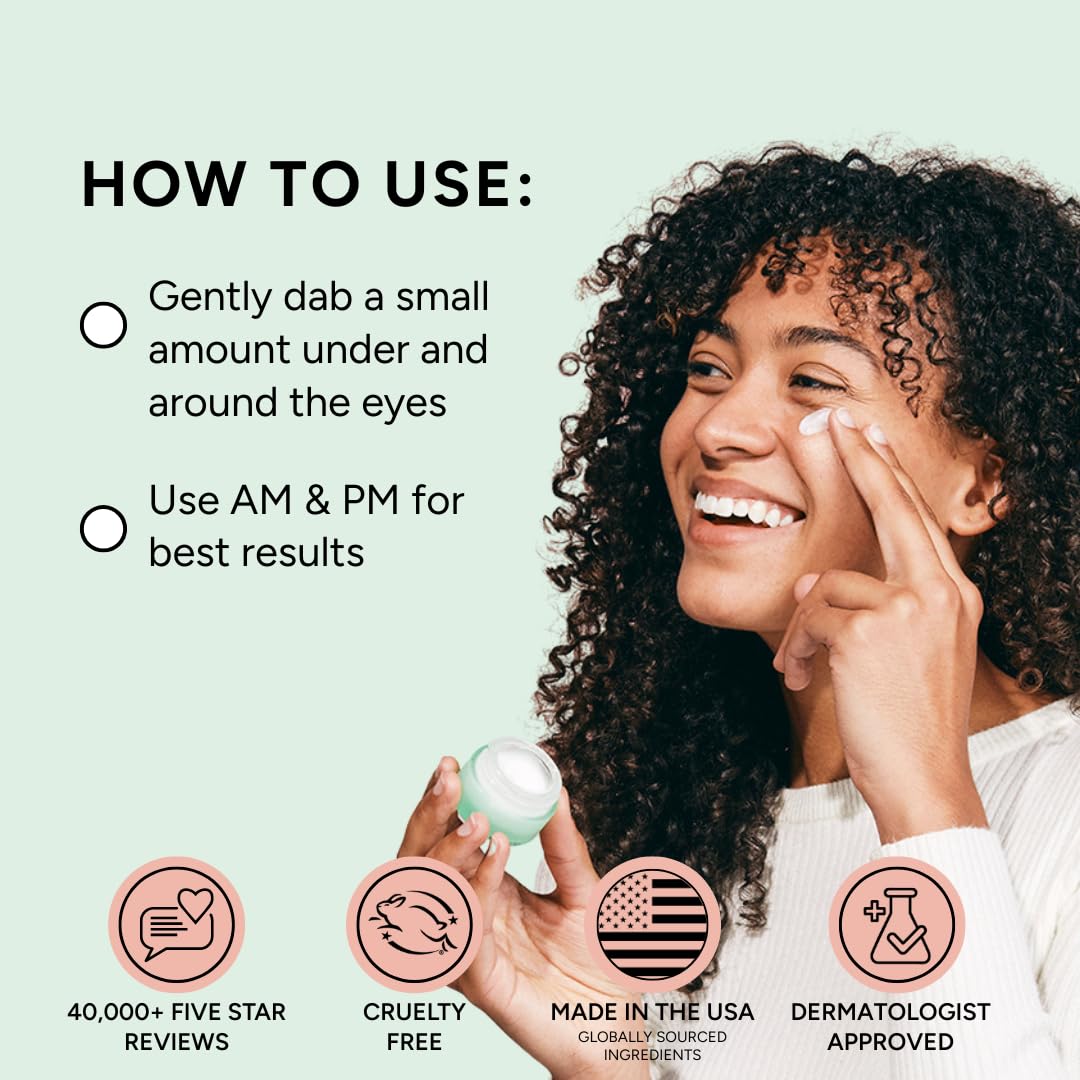 Eight Saints Skin Care All In Eye Cream, Anti Aging Eye Cream to Reduce Puffiness, Wrinkles, & Eye Bags, Dark Circles Eye Treatment, with Hyaluronic Acid, Vitamin C, & Peptides, 0.5 Ounces - Maple Wellness Supplements