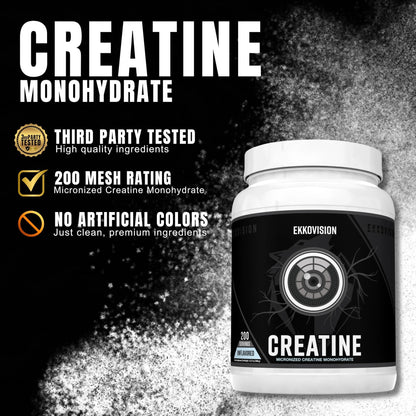 Ekkovision Creatine Monohydrate Powder, Micronized, Unflavored, Pre Workout & Post Workout Supplement for Men and Women, Energy Support, Easy to Mix in Shakes - Maple Wellness Supplements