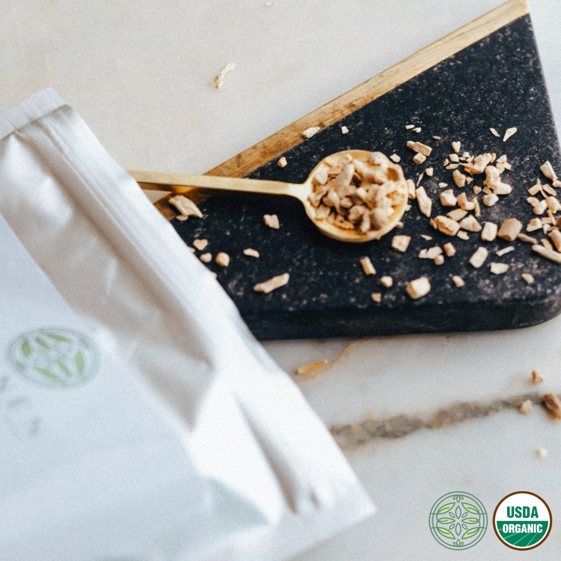 Elanen Naturals Organic Ashwagandha Root 4 oz. (113g), USDA Certified Organic Ashwagandha Root Loose Leaf Tea, Dried Withania somnifera, Cut & Sifted - Maple Wellness Supplements