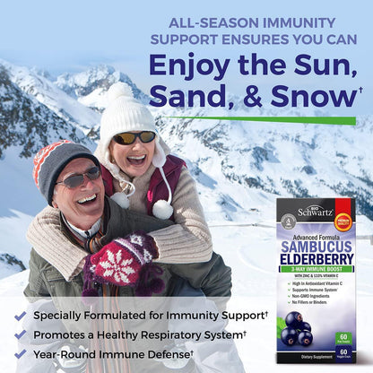 Elderberry Capsules with Zinc and Vitamin C for Adults - Immune Support Vitamins for Women and Men - Black Sambucus Elderberry Vitamin C and Zinc - Maple Wellness Supplements
